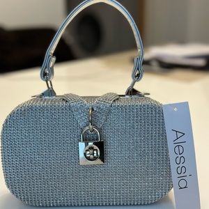 Alesia Party Handbag Grey/Silver-tone, Rhinestone
